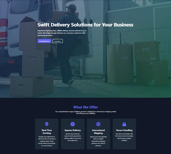 SwiftValue Tracking Template - Delivery service website